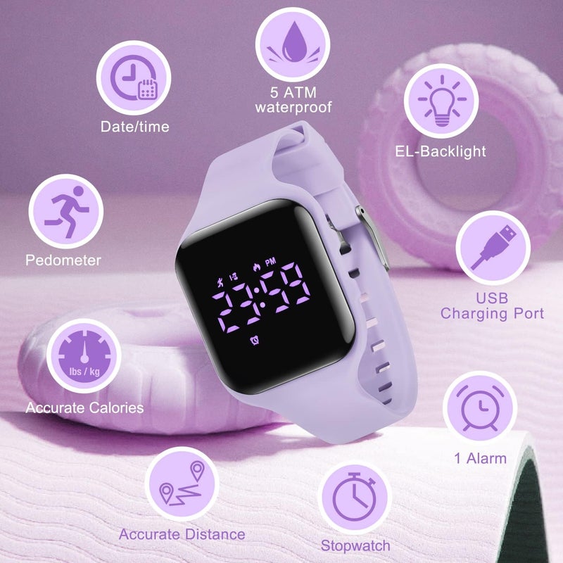 A ALPS Kids Watches for Girls Boys Digital Sport Watch with Step Counter Pedometer Vibration Alarm Clock, No App Waterproof Fitness Tracker Kids Watch Boys Girls Teens Students Ages 5-16 - Image 3